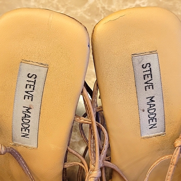 Steve Madden Natural Leather KACY Platform Block Heel Lace-up Sandals, Sz 8.5 - Picture 12 of 17